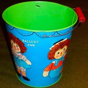 Vintage 1972 Chein Bobbs-Merrill Co. Raggedy Ann / Andy Tin Pail
